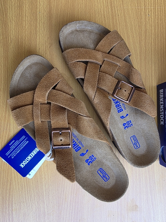 Birkenstock Shoes - Birkenstock LUGANO Mink Brown Sandals 39 Narrow